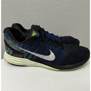 Nike Flyknit Racer Blue White Black Green Running Shoes 747355-005 Mens Size 12
